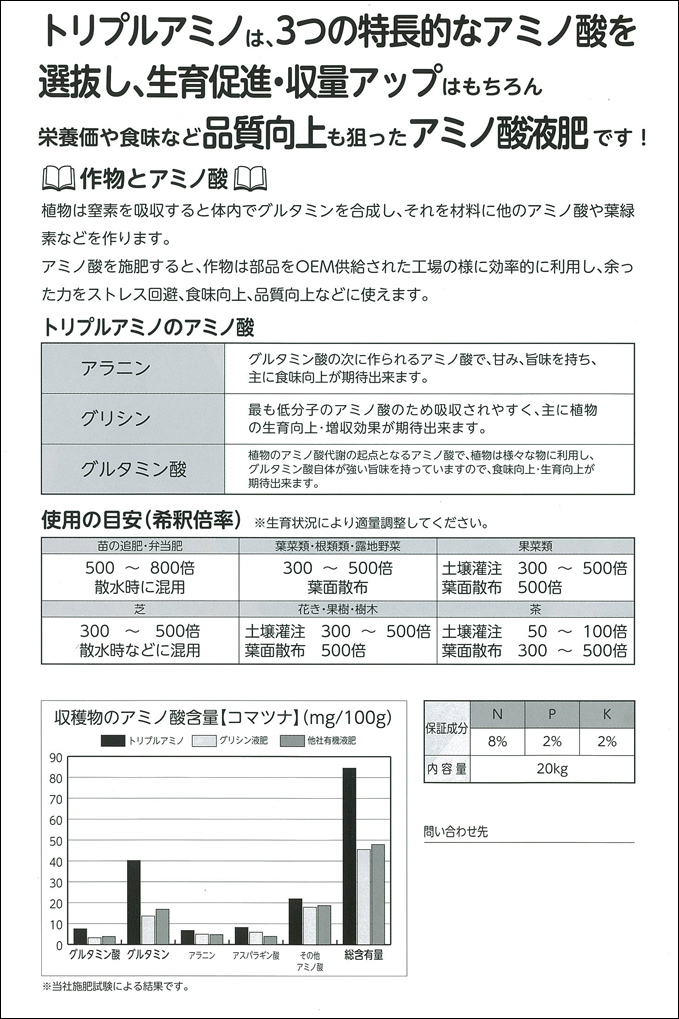 農薬通販.jp】トリプルアミノ822 20kg【10,000円以上購入で送料0円 安心価格】です。